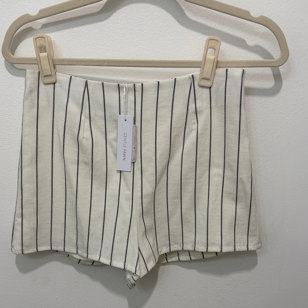 Gentle Fawn High Waist Cream Striped Shorts